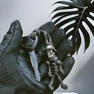 Skull Soldier Vice Commander Men's Keychain, Men's Creative Motorcycle Keychain