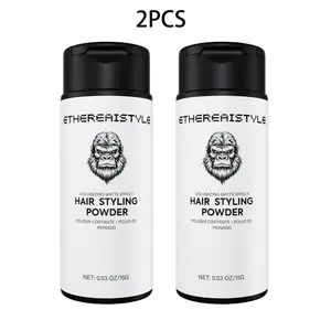 Men's Hair Styling Powder, Oil Control Volumizing, Keeps Hair Soft All Day, Natural Matte Finish, 15g, 2 Bottles, Hairstyling Texturizing Powder