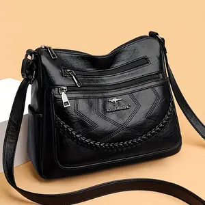 Women's Shoulder Bag - Multi-Layer Soft Messenger, Polyester Lined, Zipper Closure | Adjustable Strap, Large Capacity, Modern Crossbody Purse, 1pc