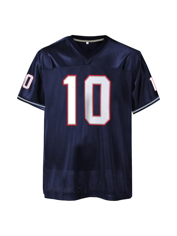 Men's American Football Jersey-Breathable & Embroidered, Patriots #10 #12 Rugby Jersey,V-Neck, Short Sleeve, Loose Fit for Casual, Streetwear &Sports Activities, Jersey Shirts, Jersey Top