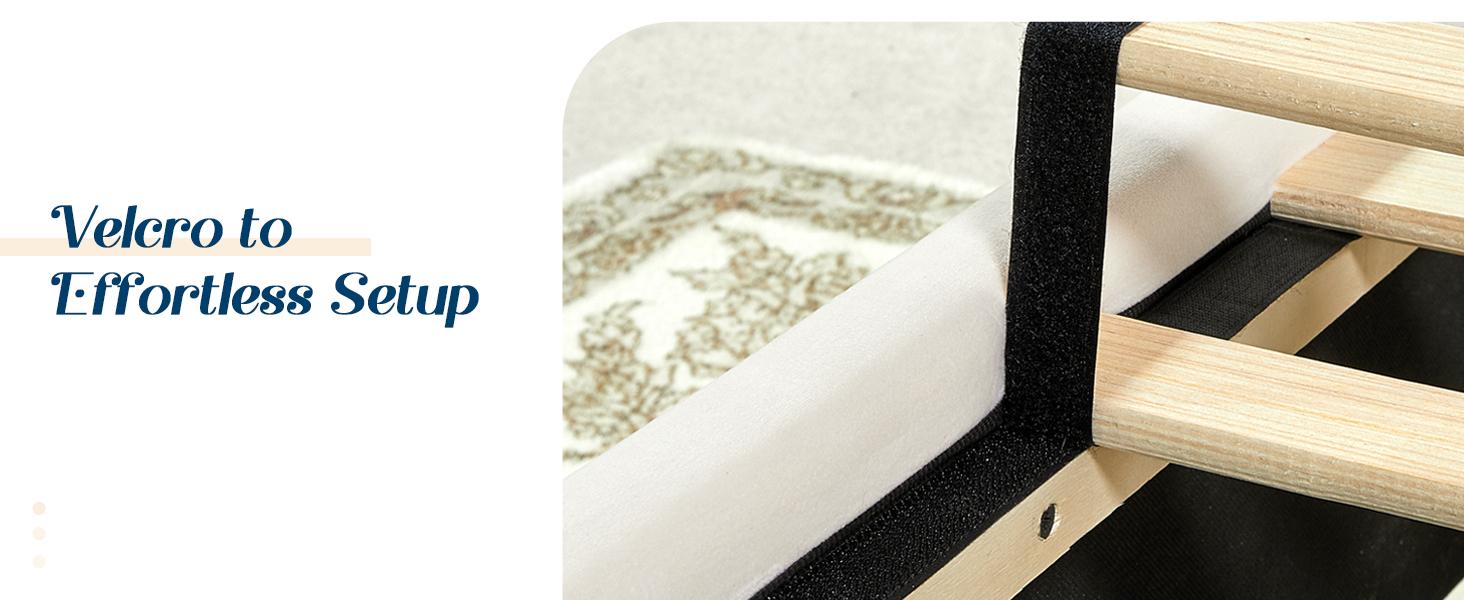 AMERLIFE Bed Frame with Sleigh Headboard, 60" Tall Velvet Upholstered Platform Bed, Handcrafted Deep Diamond Buttons and Double Pleats, No Box Spring Needed/Best Gift Ideas/Christmas Gifts