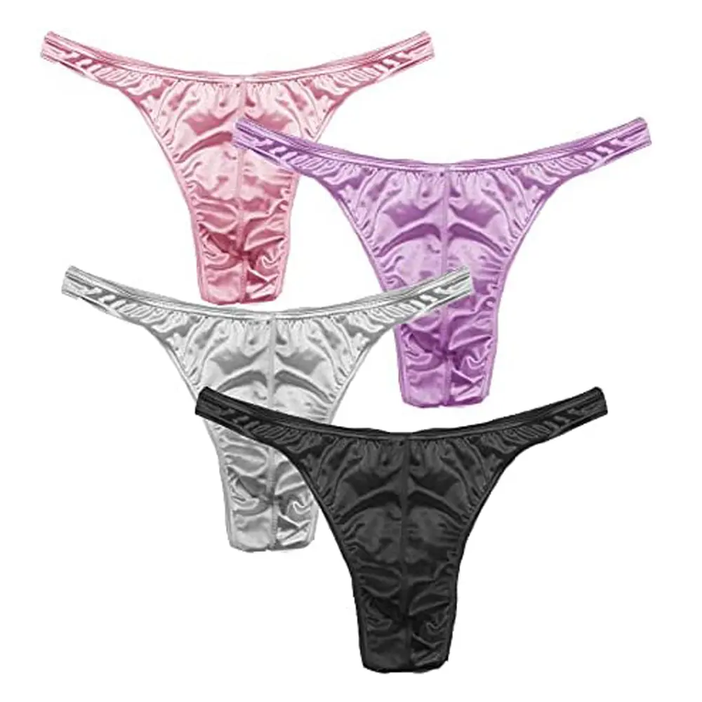 4Piece/Order Men Thong G-string Briefs Sexy Plus Size Men's Underwear Satin Silky S/M/L/XL/2XL/3XL 4Piece/Order Men Thong G-string Briefs Sexy Plus Size Men's Underwear Satin Silky S/M/L/XL/2XL/3XL
