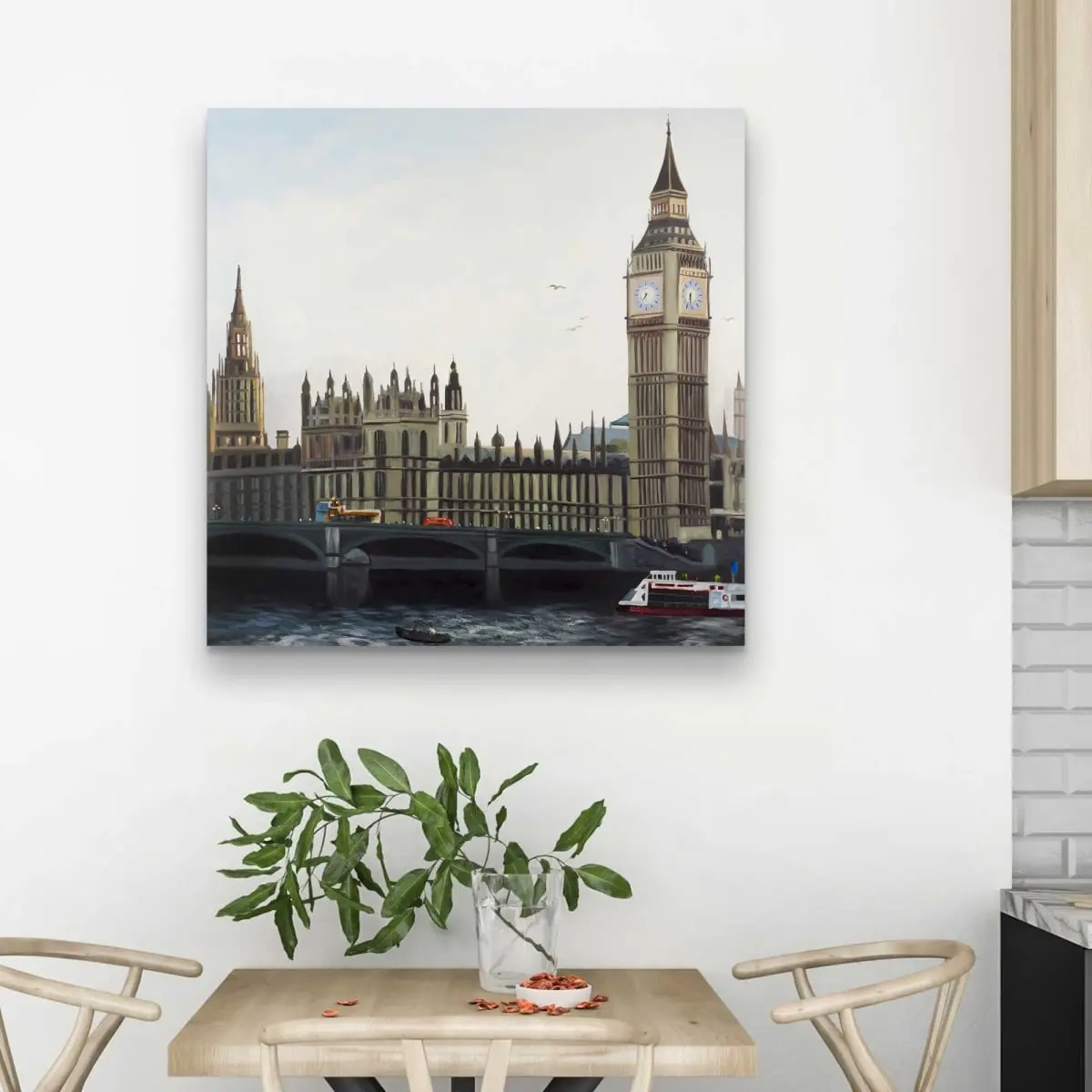 Begin Home Decor C1RC3232L4ZF2R 32 x 32 in. Big Ben Clock Elizabeth Tower Beige Canvas - Home Decor