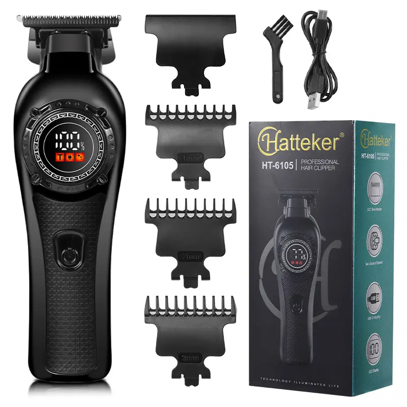 Professional Hair Clipper for Men,Cordless Electric Beard Trimmer Men, Sideburns and Beard Trimmer, Electric Shaver, Zero Gapped T-Blade Hair Trimmer with LCD Display and 3 Guide Combs