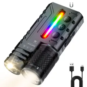 EDC Flat USB-C Rechargeable Flashlight,3500 Lumens Super Bright Compact LED Flashlights with Magnetic Base,Spotlight Floodlight,IPX4 Waterproof,Pocket Flash Light with Clip for Home,Camping, Emergency