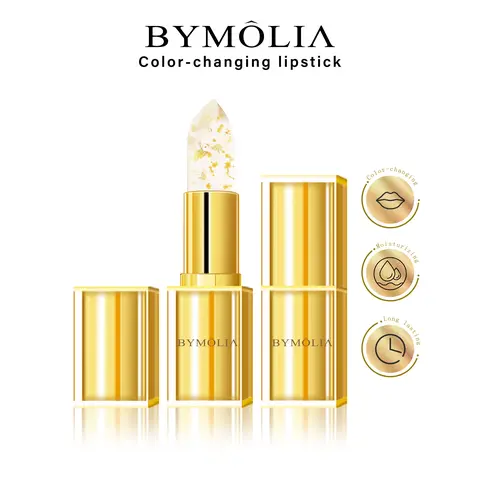 BYMOLIA Temperature-Sensitive Color-Changing Gold Flake Lip Gloss - Long-Lasting, Hydrating, Transfer-Proof, Cruelty-Free, Alcohol-Free Blendable Cosmetic for Dry Lips, Adults' Color Enhancing Product, 3.7g Luxury Radiant Natural Finish