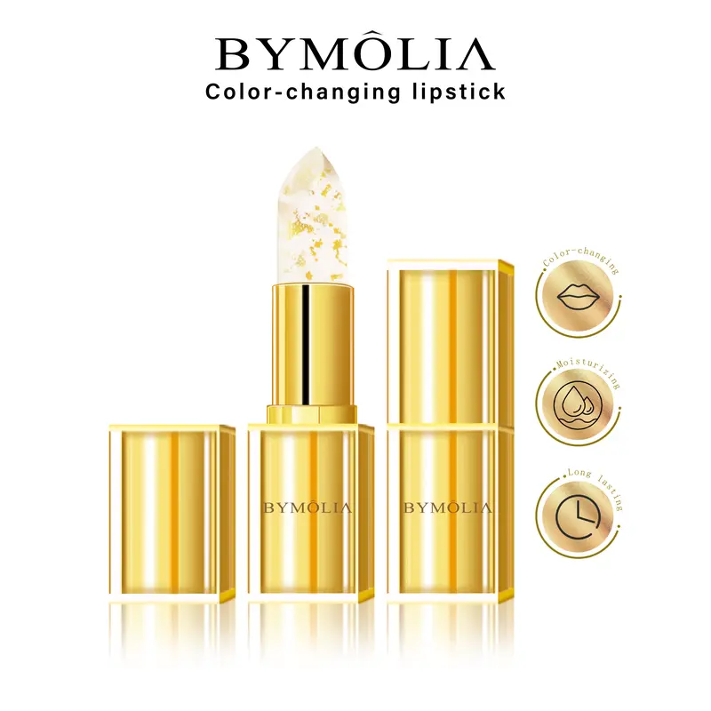BYMOLIA Temperature-Sensitive Color-Changing Gold Flake Lip Gloss - Long-Lasting, Hydrating, Transfer-Proof, Cruelty-Free, Alcohol-Free Blendable Cosmetic for Dry Lips, Adults' Color Enhancing Product, 3.7g Luxury Radiant Natural Finish