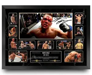 NATE DIAZ UFC SIGNED PHOTO LIMITED EDITION No No Framed MEMORABILIA
