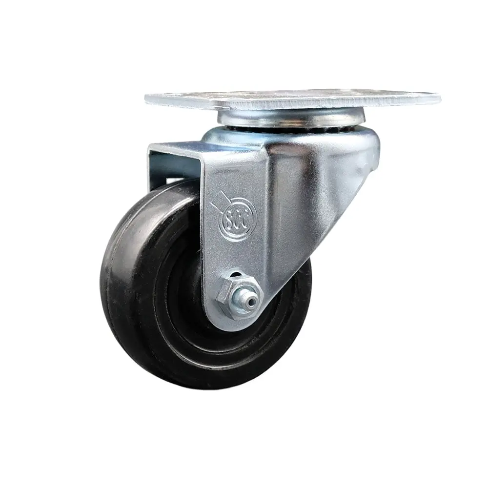 Service Caster SCC-20S3514-HRS Swivel Hard Rubber Caster, 3.5 in. Plate Mount, Ball Bearings, 1-1/4" Wide, Bolt Hole, Chemical Resistant, 285 lbs Higher Load Capacity, for Carts, Equipment, Chemical Res., Swivel Type