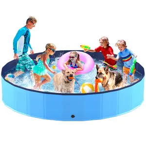 Foldable Dog Swimming Pool, Portable Pet Pool, Collapsible Kiddie Pool, PVC & Sturdy & No Pump Needed & Anti-Slip Pet Bathing Tub, Doggie Wading Pool for Small Medium Large Dogs Cats Kids, Indoor Outdoor & Beach & Backyard#TiktokShopDealsforYouDays