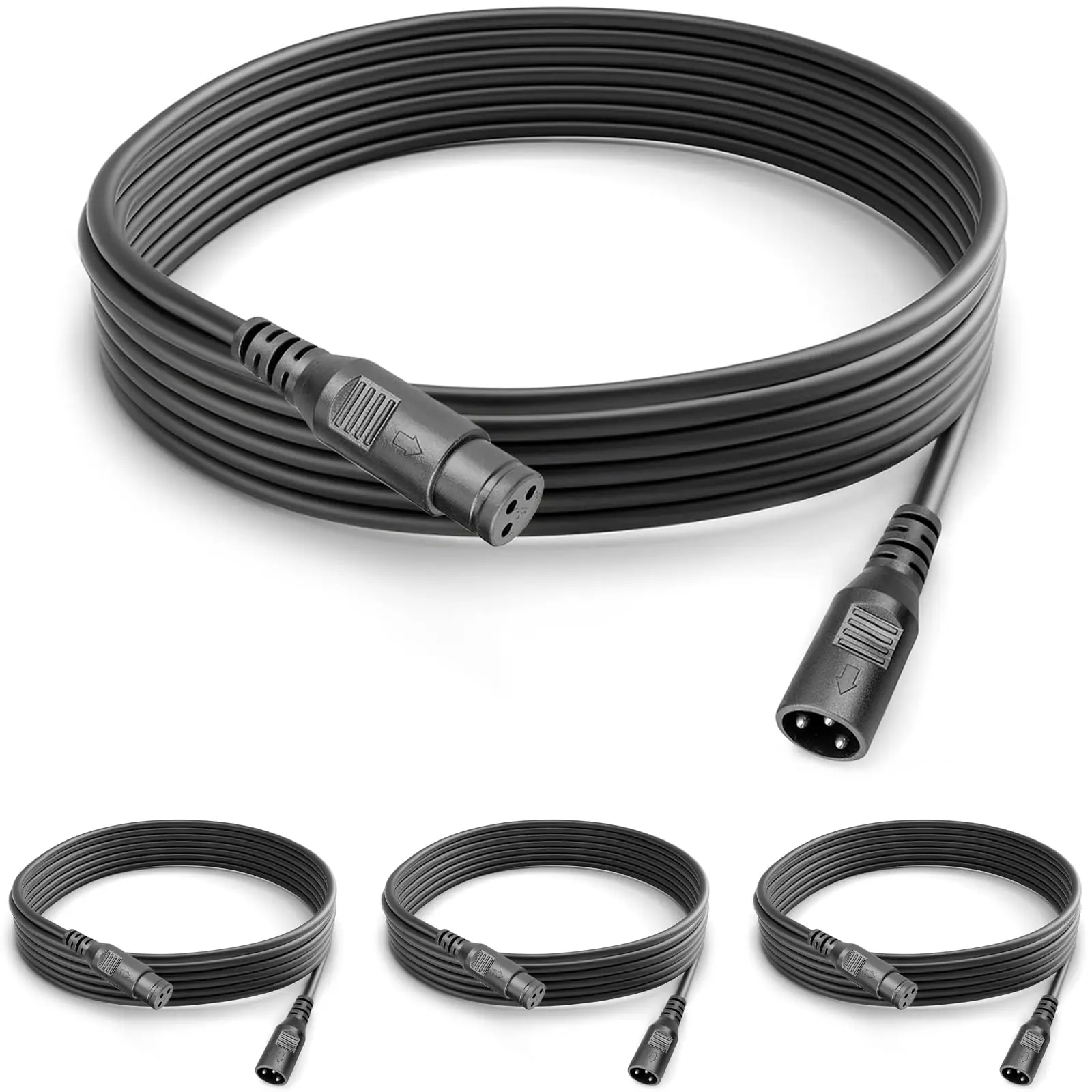 4 Packs 3 Pin XLR Cables Male Female XLR Patch Cable, XLR Cable 10ft 3m DMX Wire Extension Connectors Male and Female, DMX Cable with 3 Pin Connector for Stage Lights Moving Head Light LED Par Light Guitar Cord