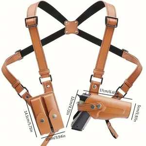 Vertical Shoulder Gun Holster, with Dual Magazine Pouches, Adjustable Concealed Carry Shoulder Gun Holster, Suitable for Men
