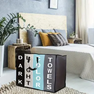 4 Compartment Color Separation Laundry Basket (dark/light), Large Capacity Durable Washing Basket with Sturdy Handle, Home Organization, Laundry Basket Organizer