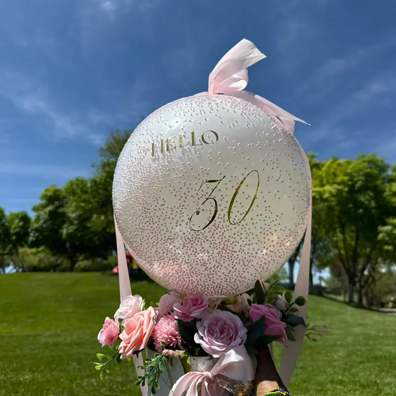 Personalized Pink Floral Balloon bouquet. | Luxury Birthday Gift for Her
