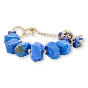 GemHues Lapis Nugget Bronze Chunky Statement Bracelet