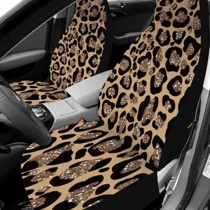 [Car Seat Covers Full Set] Universal Car Seat Covers for 5 Seats | Breathable Washable Car Seat Protector Luxe Leopard Metallic Pattern Car Seat Sun Cover Car Seat Covers Front Seats 2 Pieces Stylish Auto Interior Decoration