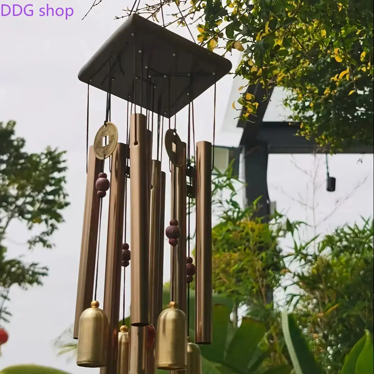 Antique Copper Bell Wind Chime, Rust-Resistant Aluminum Alloy, Natural Melodic Sound, Outdoor Garden Yard Decor, Vintage Metal Wind Chime for Home & Patio