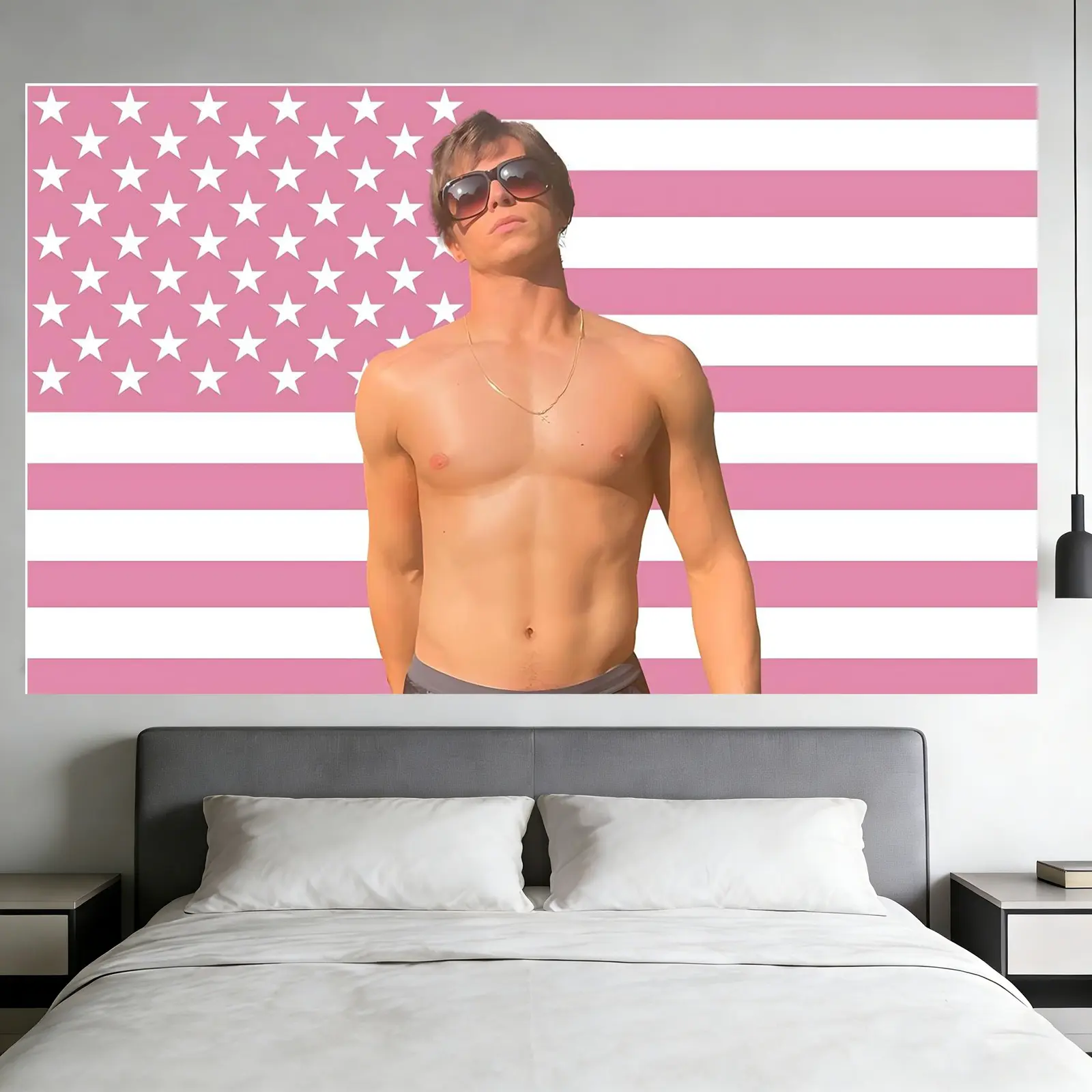 Nicholas Alexander Chavez Pink Flag 3x5ft Funny Actor Meme Wall Tapestry, Durable Polyester Print Banner, Indoor Home Dorm Decoration, Outdoor Wall Decor Gift for Fans, Wall Tapestries