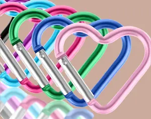 Heart Shaped Carabiner Keychain Clip Aluminum Ring Climbing Clips “Set 5 or 10 PCS”.