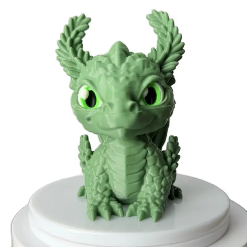 Spruce Green Dragon | 3D Printed Cute Dragon Figurine | Fantasy Desk Decor | Mini Dragon Collectible | Gift for Dragon Lovers
