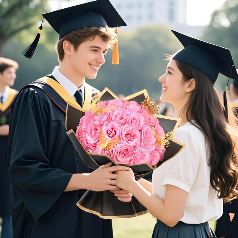 Pink Glitter Roses Bouquet, DIY Bouquet, Everlasting Shiny Artificial Rose Bouquet for Valentine's Day, Anniversary, Engagement, Wedding, 24 Roses Pink Glitter Roses Bouquet, DIY Bouquet, Everlasting Shiny Artificial Rose Bouquet for Valentine's Day, Anniversary, Engagement, Wedding, 24 Roses