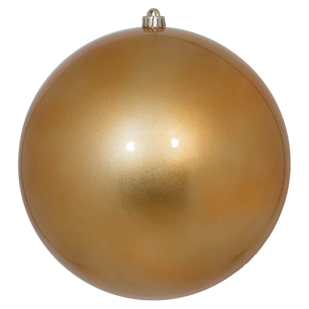 212 MAIN 12 in. UV Drill Candy Ball Ornament, Copper-Gold Plastic Decorative Holiday Decor, Festive Home & Party Supply