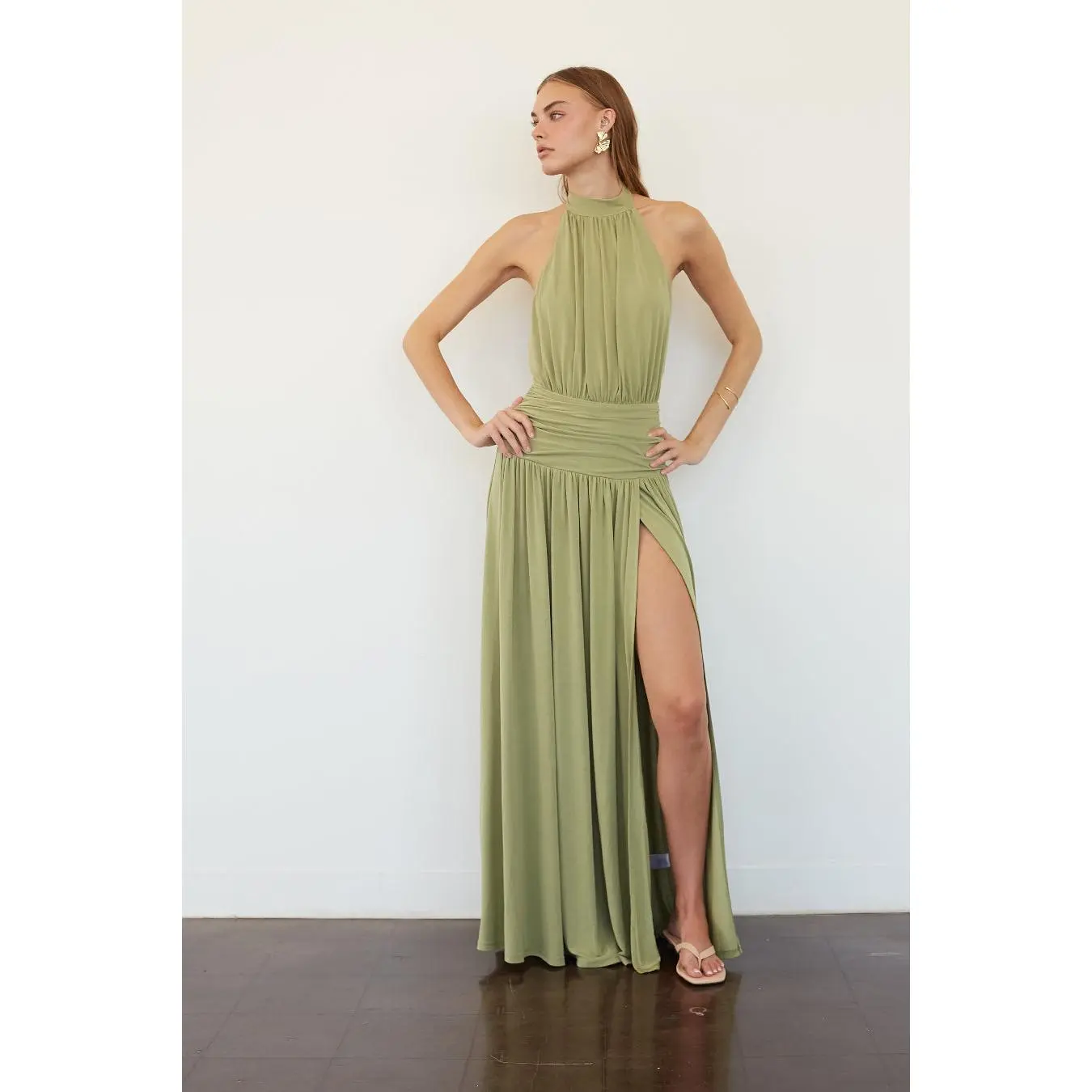 Amery High-Neck Jersey Knit Maxi Dress