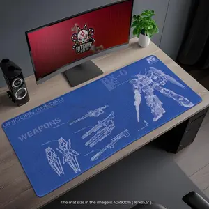 Unicorn Gundam RX-0 Blueprint Desk Mat - Mecha Anime Gaming Mouse Pad, Gift for Gundam Fans & Collectors