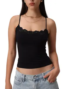 Starrylion Padded Lace Cami Top Double Lined Sexy Tank Top Spaghetti Strap Club Party Shirt