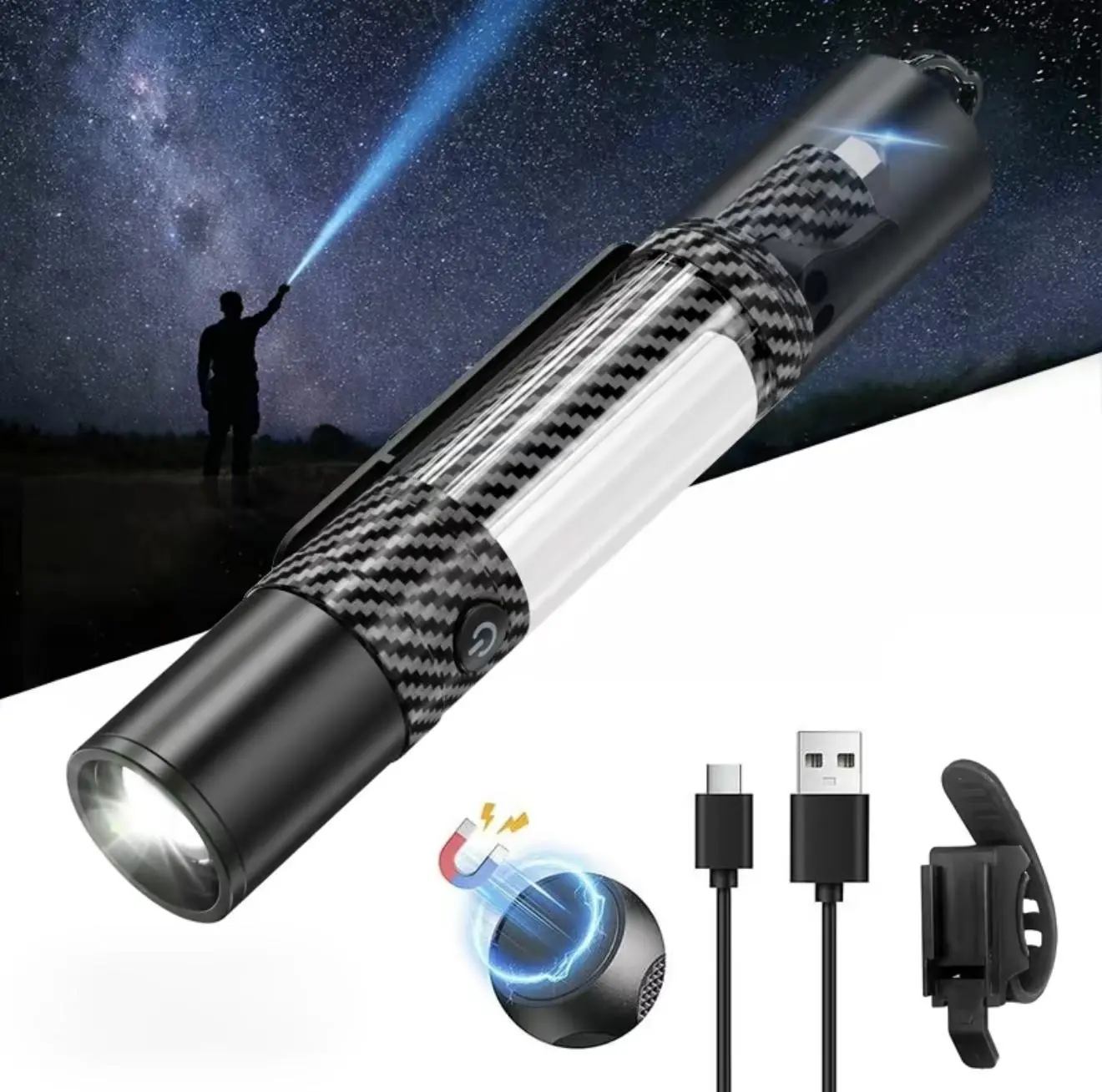 Car Emergency Flashlight Rechargeable Ultra Bright LED Tactical Window Breaker