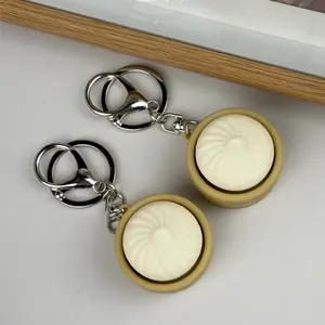 2026 New Style PVC Simulation Mini Dumpling Keychain, Pressable Stress-Relief Pure Mechanical Keychain (No Batteries), Quirky Mini Bag Accessories, Prank Gift for Best Friends