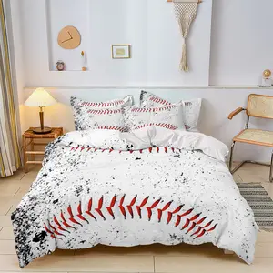 3-piece modern minimalist baseball themed duvet cover set, washable polyester bedding, including 1 duvet cover and 2 pillowcases (unfilled) soft and comfortable pillowcases, Bed Sets, suitable for bedroom and guest room use