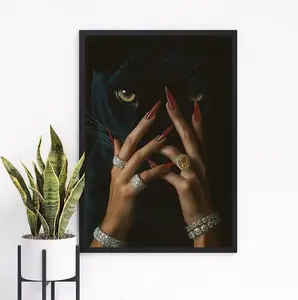 [Sale Off 40%, Freeship] [Unframed] Luxury Black Tiger Poster Leopard Print Art, Preppy Bar Cart Wall Art, Luxury Fashion Poster, High Fashion Print Poster