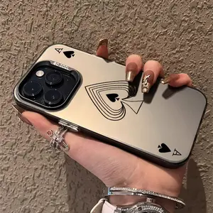 Ace of spades Pattern Case for iPhone 16 15 14 Pro Max 13 12 11 XR XS Plus Shockproof Drop Protection Rugged Durable Silicone Cover
