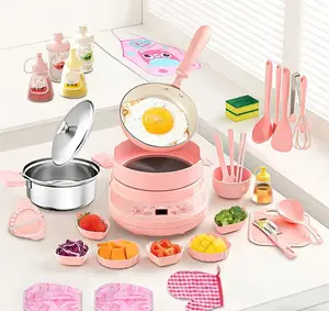 Safe Real Mini Kitchen Set for Kids 8-12 | Pink & Green Montessori Real Cooking Kit for Girls, All-in-One Kids Chef Cooking Playset with Induction Cooker