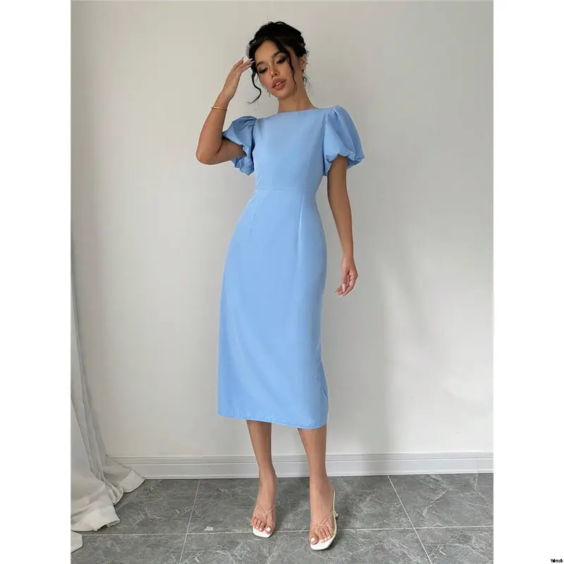 backless prom dresses white Liberty Plus Size Aqua Blue Long Sleeve Dress– Hello Curve