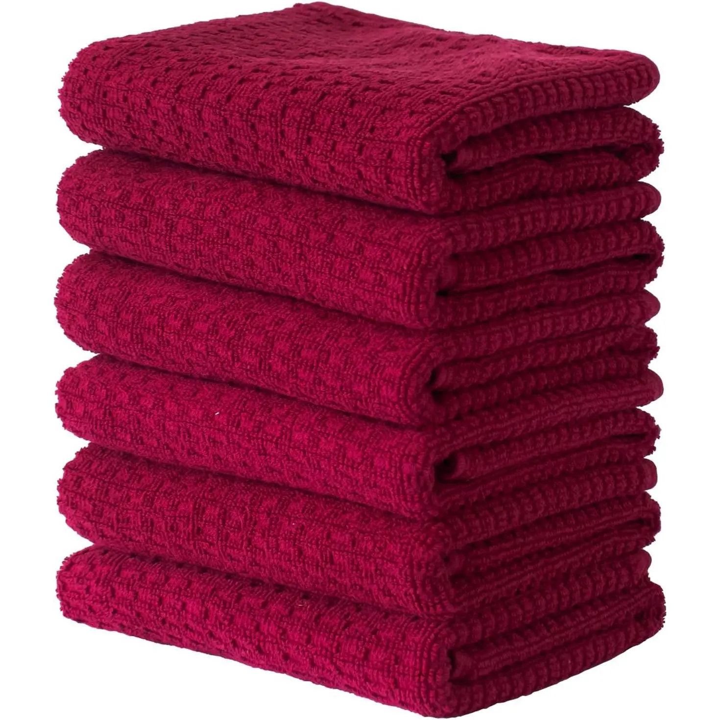 Kitchen Towels, 15 x 26 Inches, Pack of 6, 400 GSM,  Ring Spun , Solid Red Dish Towels Super Soft and Absorbent,  Towels and Bar Towels