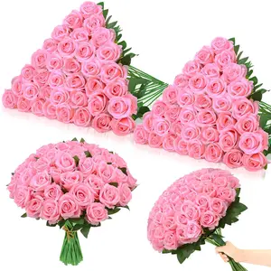 80 Pcs Rose Artificial Flowers, Silk Petal Long Stem Roses, Artificial Bouquets, Ideal for Weddings & Home Decoration, Enhance Your Event Ambiance
