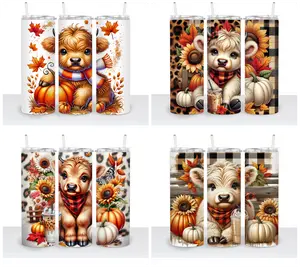 Fall Cows (2024) Choice - 20oz Double wall insulated tumbler Drinkware Plastic Lid Reusable