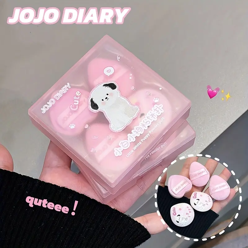 small white puppy powder puff set - suitable for concealer base makeup, powder blusher highlight, and suitable for many daily occasions - cosmetics tools Facial Makeup Tool Beauty Tools Set Portable Beauty Tool Makeup Puffs