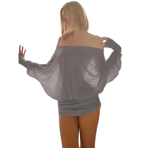 Women's Sheer Ruched Party Dress Sexy Sheer Off The Shoulder Mini Dress Loose Fit Batwing Ruched Casual Party Club Night Out Dress , Off-The-Shoulder Long Sleeve Women's Mini Dress for Spring & Fall