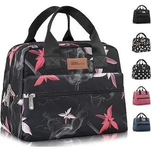 HOMESPON Insulated Lunch Bag for Women Men Lunch Box Cooler Lunch Tote for Work Picnic (Pink Flowers)