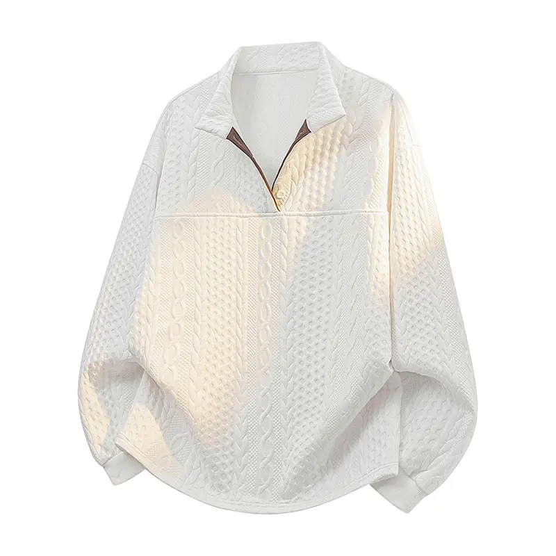 Men's Fitted-Cut Jacquard Double-Layer Twisted Yarn Sweatshirt - Menswear, Plus-Size, Striped Color-Blocking, Air-Layer Fabric, Medium Length Longsleeve, Machine Wash, Spring-Autumn Casual Everyday Top, Jacquard Layers