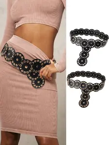 Stylish Cut-Out Decorative Women's Belt, Vintage Floral Design, Versatile Western Cowboy Belt for Fashion Forward Styles, Cowboy Waist Belt