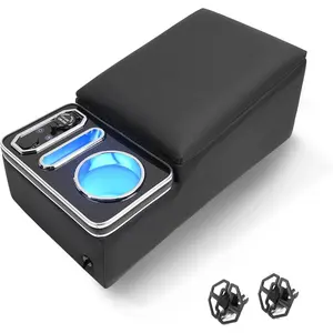 Center Console Organizer for Small SUV, Sedan, , Rear Bench Seat Armrest Organizer with 7-Color Adjustable LED Lighting, Upgraded Automotive Center Storage Box with  Phone