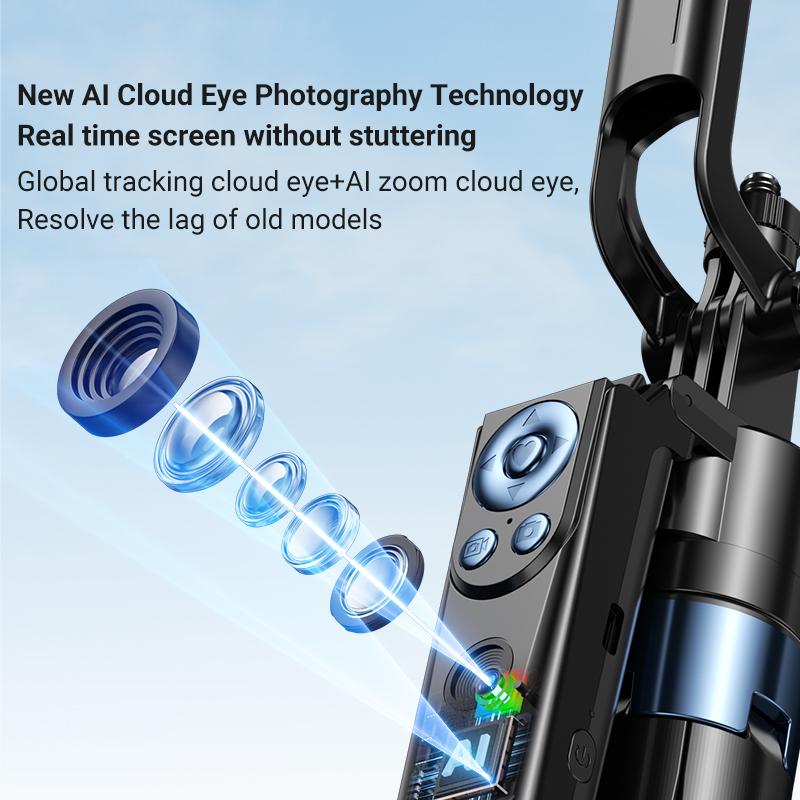 INFOJIFA Auto Face Tracking Tripod 360°  Rotatable Stainless Steel Stand with Remote & Gesture Control for iPhone Camera TikTok Vlog Streaming Video Selfie