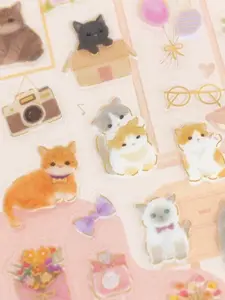 Kawaii Cat Stickers Japanese, Cute Kitten Sticker Sheet, Mini Cat Planner Stickers, Journal Decoration, Vintage Aesthetic Cat Lover Gift