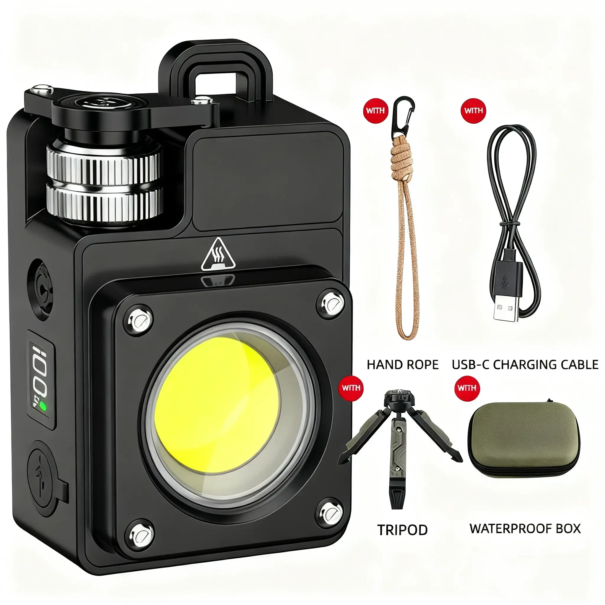 Compact Aluminum Alloy Camping Light, 3500 Lumen Rechargeable High Lumen Flashlight with Tripod, Magnetic Base & Adjustable Color Temperature, 3000mAh IPX4 Waterproof Lantern for Hiking, Photography & Outdoor Work, Camping Lantern, Waterproof Ipx4, Pocket