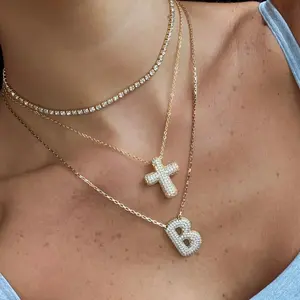 Gold/Silver Plated Women's Hypoallergenic Necklace with Custom Initial Pendant & Box Chain for Sensitive Skin
