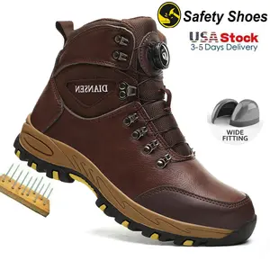 Wear-resisting Men Rotary Buckle Work Safety Boots Anti-smash Anti-puncture Work Sneakers Waterproof Boots Indestructible Protective Work Boot